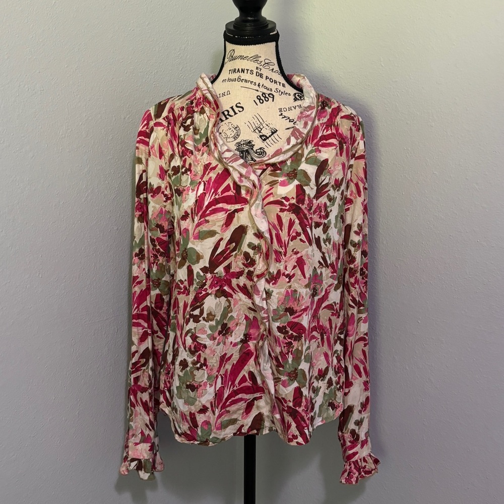 Meara Floral Long Sleeve Blouse KUT from the Kloth Medium - Picture 5 of 16